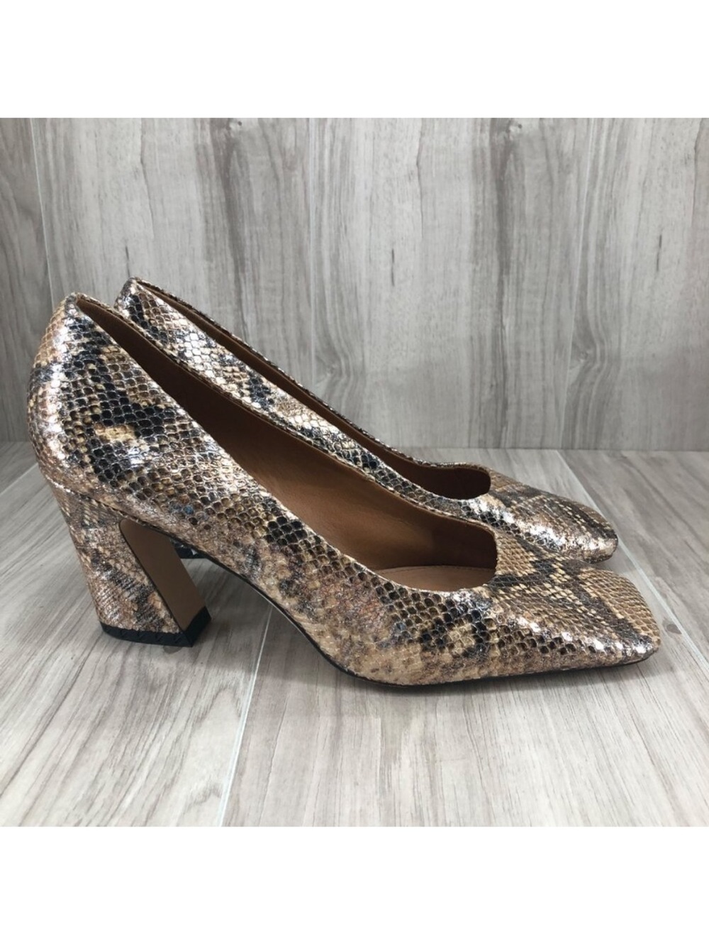 Franco Sarto Heels Womens 11M Graciana Snake Skin Print Leather Slip On Pumps
